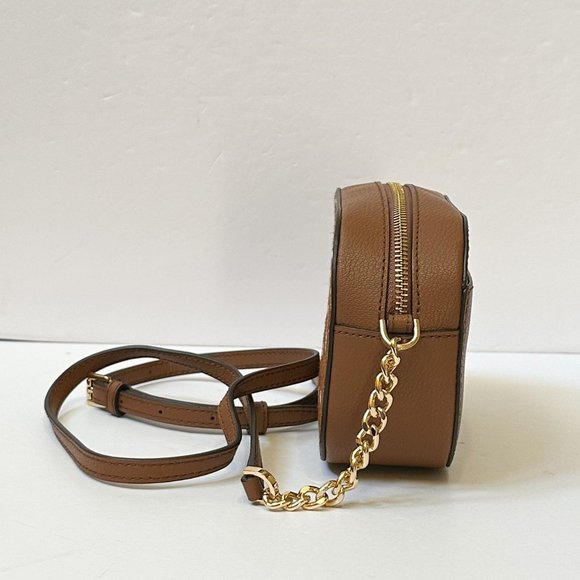 Michael Kors Rose Small Oval Camera Crossbody Bag Exotic Print Brown Multi - Picture 5 of 13